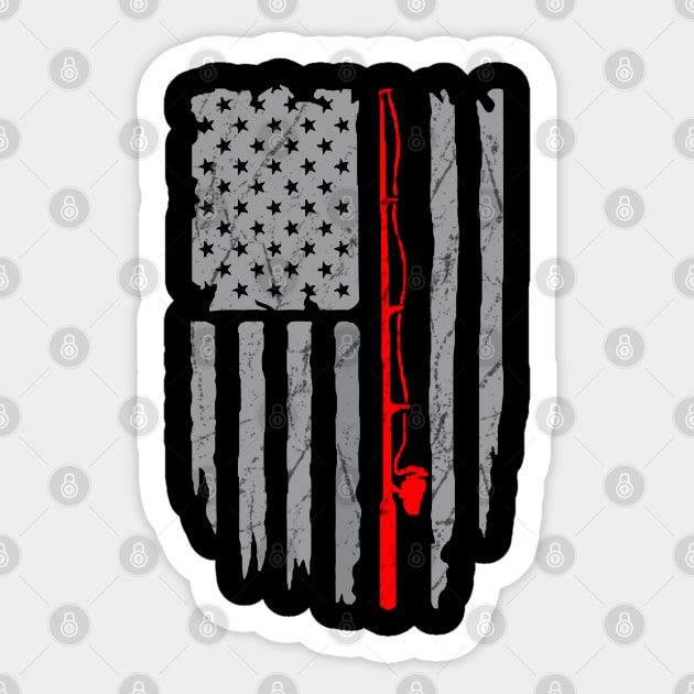 Fishing American Flag Sticker by DragonTees